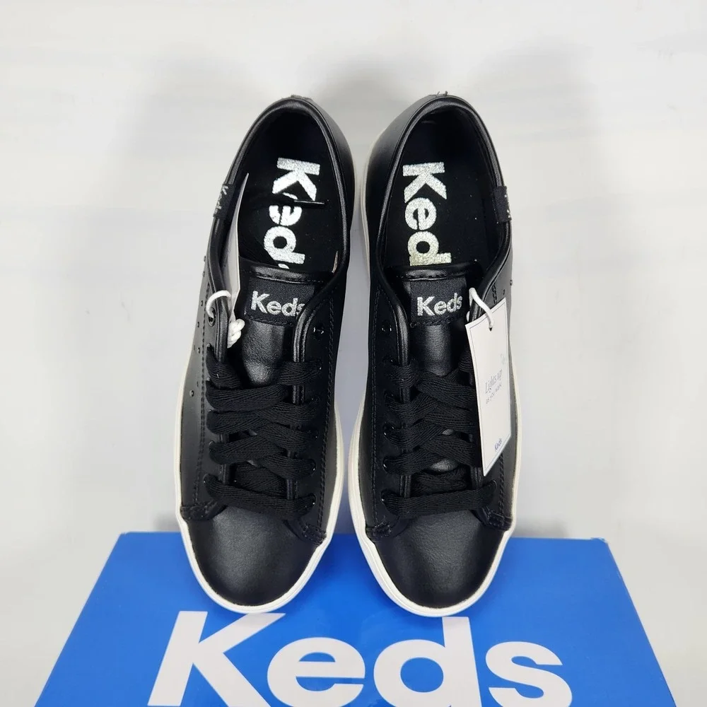 Keds Triple Up Light Sneaker Womens Size 6.5 Black Leather Platform Studded